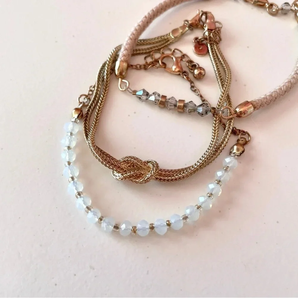 Lauren Conrad Gold Dainty Adjustable Bracelet Set of 3 - Picture 2 of 8